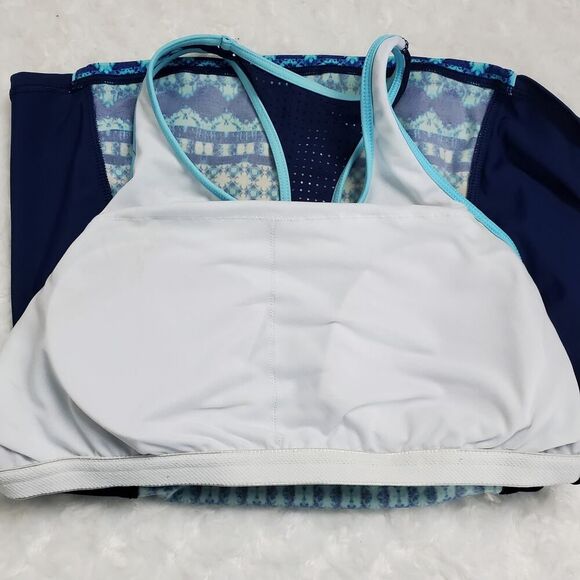 Lands' End Tankini Racerback Swim Top Blue Geometric Size 8 - Picture 8 of 8